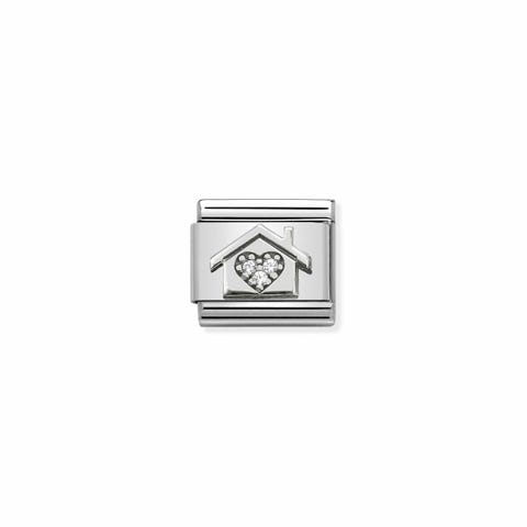Link Composable Classic Maison avec Pierres Link en Argent et Zircons blancs