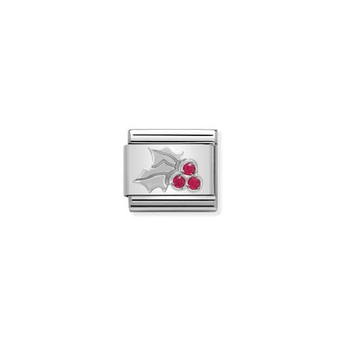 Link Composable Classic en Plata Acebo rojo Link en acero y Plata 925 con Cubic Zirconia