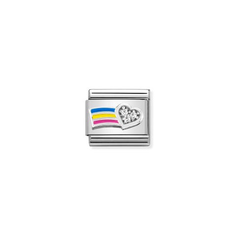Composable Classic Link Regenbogen Silber Link mit Steinen und farbiger Emaille