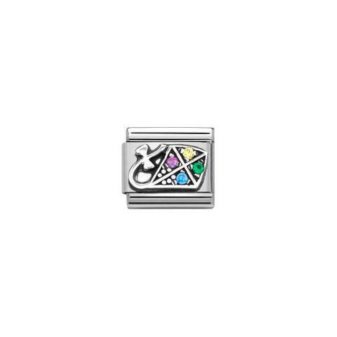 Link Composable Classic Aquilone in Argento Link con Pietre colorate