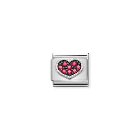 Composable Classic Link Herz mit Zirkonia in Pink Link in 925er Silber und Pink Zirkonia