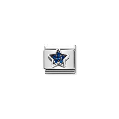 Link Composable Classic Étoile avec Zircons Bleus Link avec symbole d’étoile en Argent et Zircons