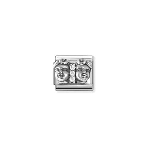 Link Composable Classic gémeaux avec oxydes Link en argent 925 avec gémeaux et oxydes blancs