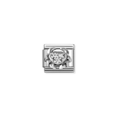 Link Composable Classic cancer avec oxydes Link en argent 925 avec cancer et oxydes blancs