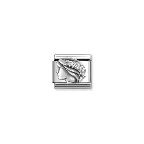 Link Composable Classic vierge avec oxydes Link en argent 925 avec vierge et oxydes blancs