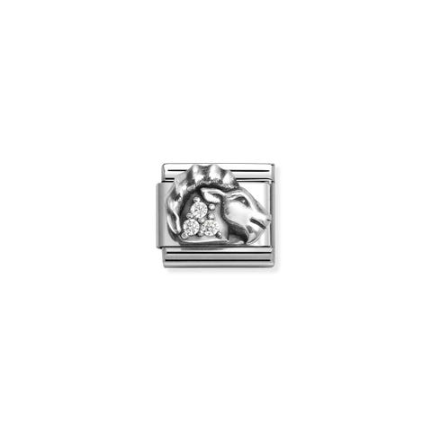 Link Composable Classic capricorne avec oxydes Link en argent 925 avec capricorne et oxydes blancs