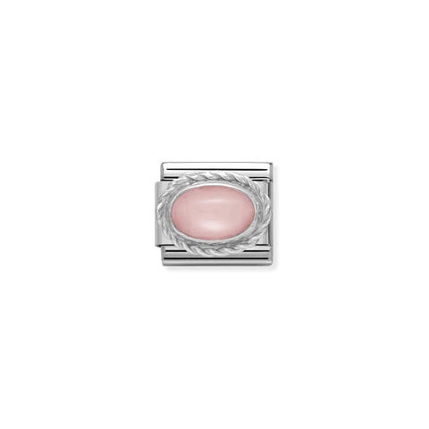 Composable Classic Link in Silver with Opaline Link in sterling silver with pink and oval stone