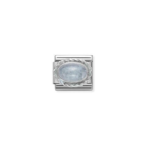 Link Composable Classic pierre aigue-marine et argent Link avec pierre précieuse et détails en argent 925