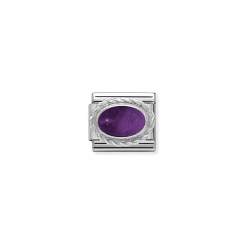 Composable Classic Link February Birthday gift Link in sterling silver with oval stone