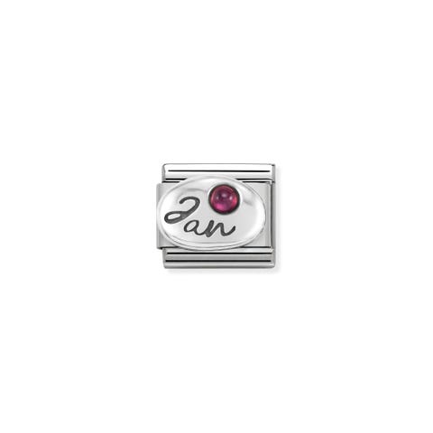 Composable Classic Link in Silber Januar Link mit Granat Stein