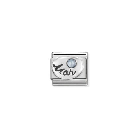 Link Composable Classic in Argento Marzo Link con pietra Acquamarina