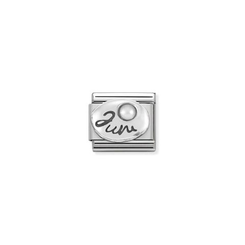 Link Composable Classic in Argento Giugno Link con Perla Bianca