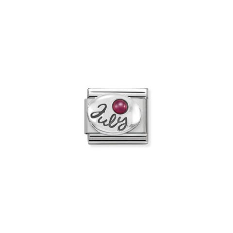 Link Composable Classic in Argento Luglio Link con pietra Rubino