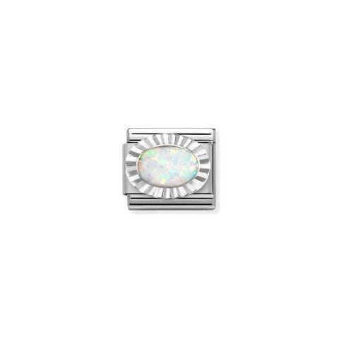 Link Composable Classic en argent opale blanche Link en acier et argent 925 avec opale