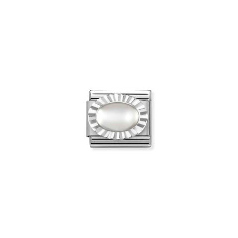 Link Composable Classic en argent Pierre de lune Link avec Pierre naturelle en acier et argent