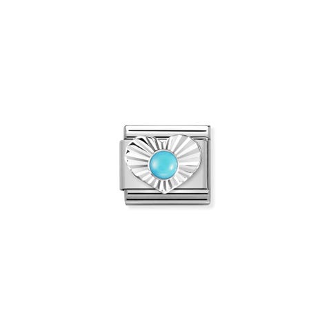 Composable Link, silver Heart, Turquoise Link with Turquoise stone in stainless steel and sterling silver
