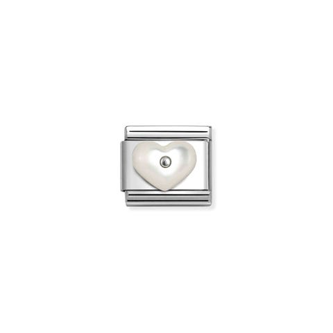 Composable Classic Link, Heart, White Mother of Pearl Link with sterling silver with Heart, White Mother of Pearl