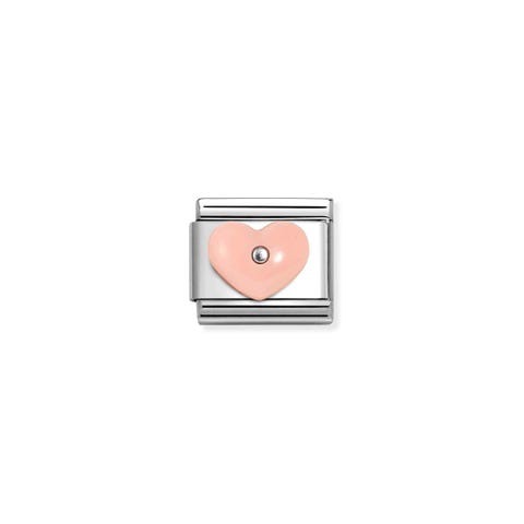 Composable Classic Link, Heart, Pink Synthetic Stone Link with sterling silver with Heart, Pink synthetic stone