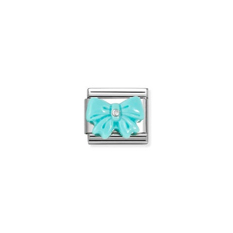 Composable Classic Link, Bow, Turquoise Synthetic Stone Link with sterling silver with Bow, Turquoise synthetic stone