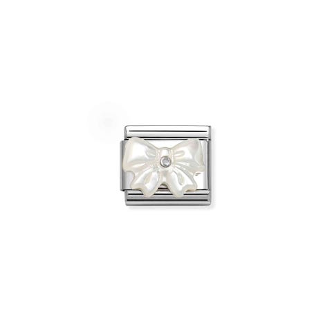 Composable Classic Link, Bow, White Mother of Pearl Link with sterling silver with Bow, White Mother of Pearl