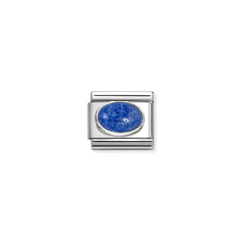 Composable Classic Link, Lapis Lazuli stone, Blue Stainless steel Link with natural stone