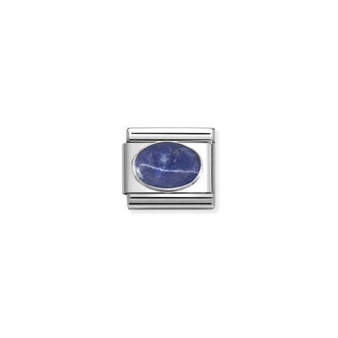 Composable Classic Link, Sodalite stone Stainless steel Link with Matt finish stone and sterling silver