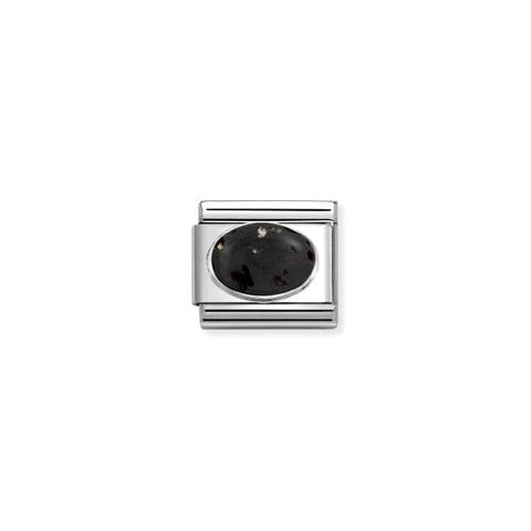 Composable Classic Link, Lava stone Stainless steel Link with sterling silver symbol and stone