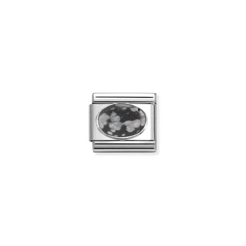 Composable Classic Link, Obsidian stone Stainless steel Link with Matt finish stone, sterling silver