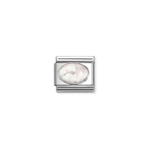Composable Classic Link, White Howlite stone Stainless steel Link, Matt finish stone, sterling silver setting