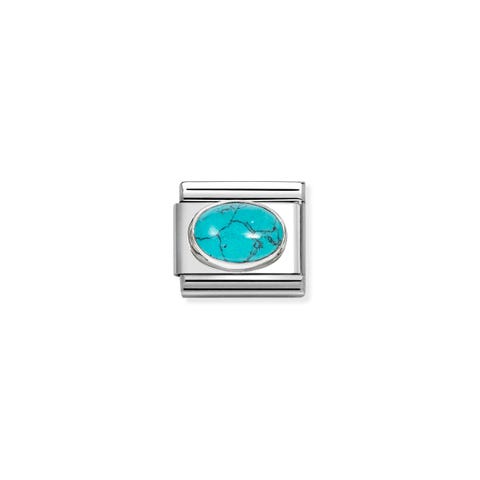 Composable Classic Link, Veined Turquoise stone Stainless steel Link with Turquoise stone