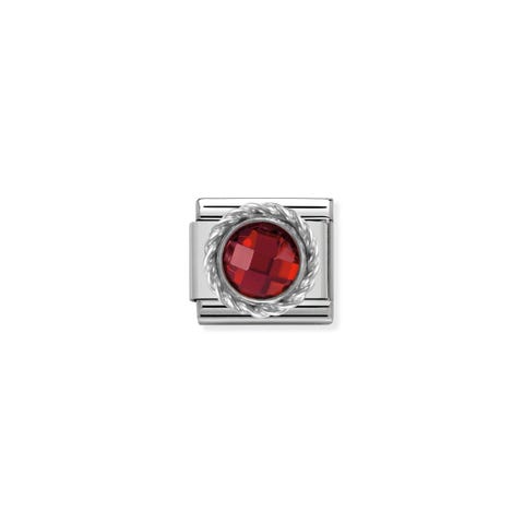 Link Composable Classic in Argento Pietra Rossa Link in Argento 925 e Cubic Zirconia sfaccettato
