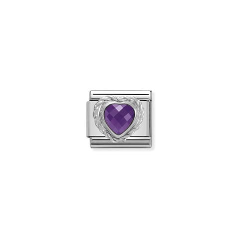 Composable Classic Link Silber Herz Violett Link in 925er Sterlingsilber Herz facettiert
