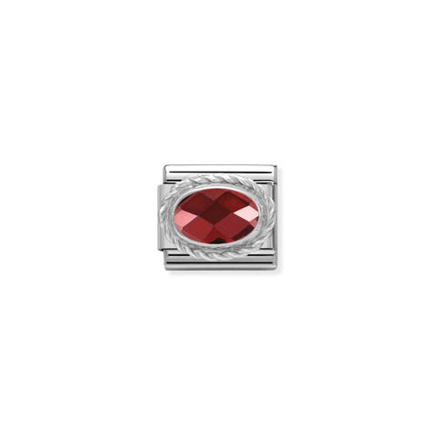 Link Composable Classic pierre rouge ovale en argent Link en argent 925 et pierre colorée