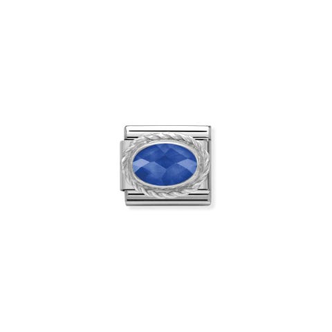 Link Composable Classic argento con pietra Link in acciaio e argento Cubic Zirconia blu
