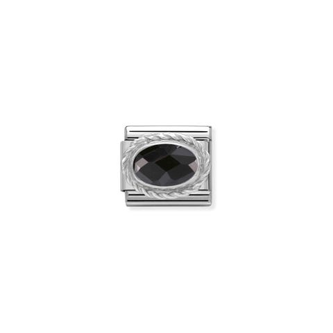 Link Composable Classic pierre noire ovale en argent Link en acier et argent 925