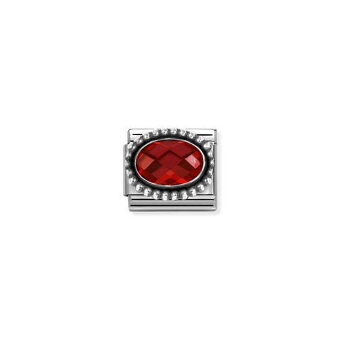 Composable Classic Link CZ Rot Link in Edelstahl, 925er Silber mit rotem Stein
