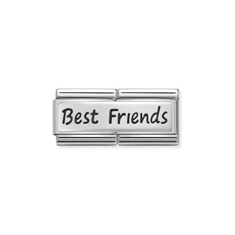 Composable Classic Double Link Best Friends Link in stainless steel with writing in sterling silver