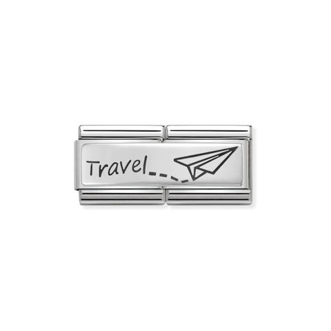 Doppio Link Composable Classic Travel in Argento Doppio Link in Argento 925 e Smalto nero