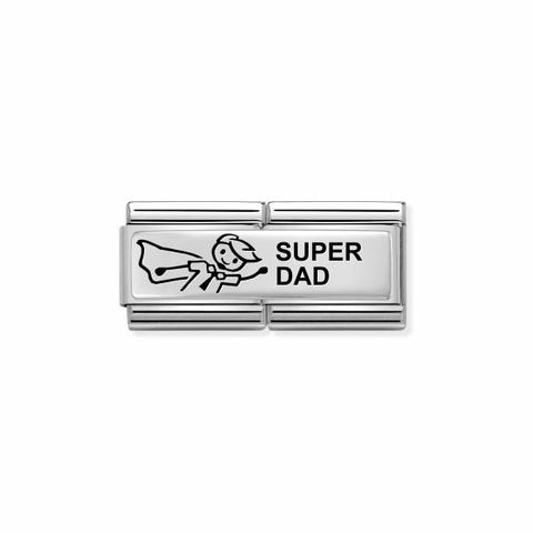 Double Links Composable Classic Super Dad Link avec gravure anglaise en Argent 925