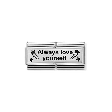 Doppio Link Composable Classic Love Yourself Doppio Link con scritta inglese in Argento 925