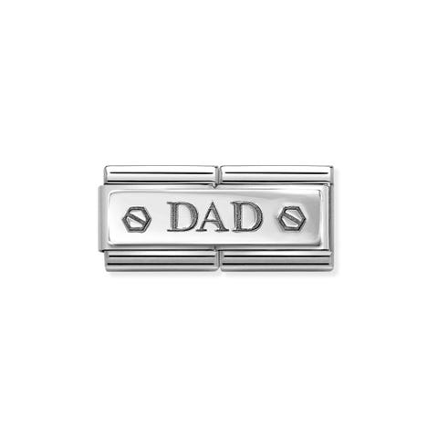 Composable Classic Double Link, DAD, Hexagonal Screws Stainless steel double Link with sterling silver, DAD text