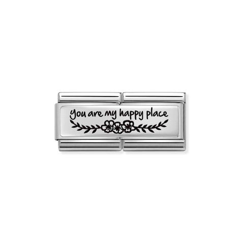 Doppel Composable Classic Link You are my Happy Place Doppel Link mit Plakette in 925er Silber und Schrift
