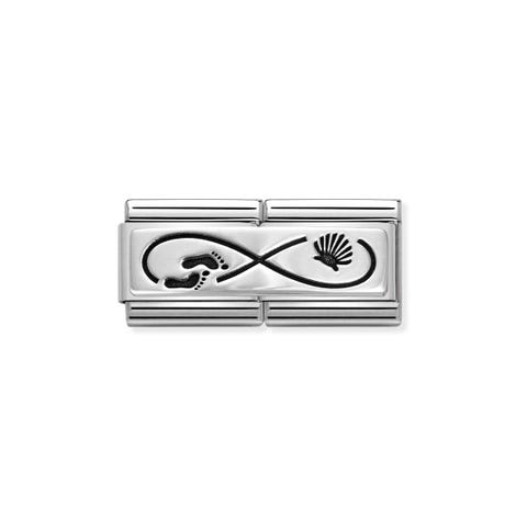 Composable Double Link,Way of St. James Link in sterling silver with sterling silver symbol