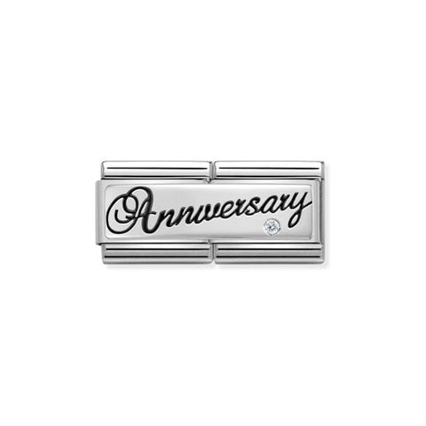 Composable Classic Double Link Anniversary Link with promise of love in silver and Zirconia