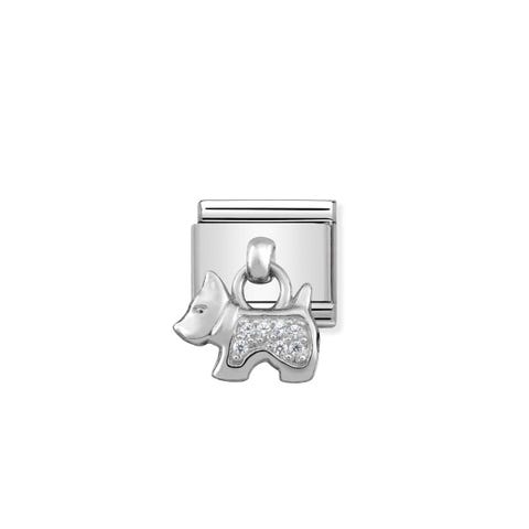 Composable Classic Link Silver pendant Dog Link in sterling silver and stones with Pets symbol