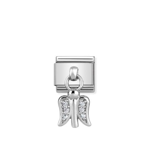 Link Composable classic argento pendente Angelo Link pendente con Cubic Zirconia bianchi
