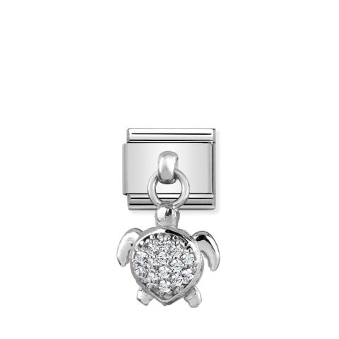 Composable Classic Link, Meeresschildkröte Edelstahl-Link mit Zirkonia, Meerestier
