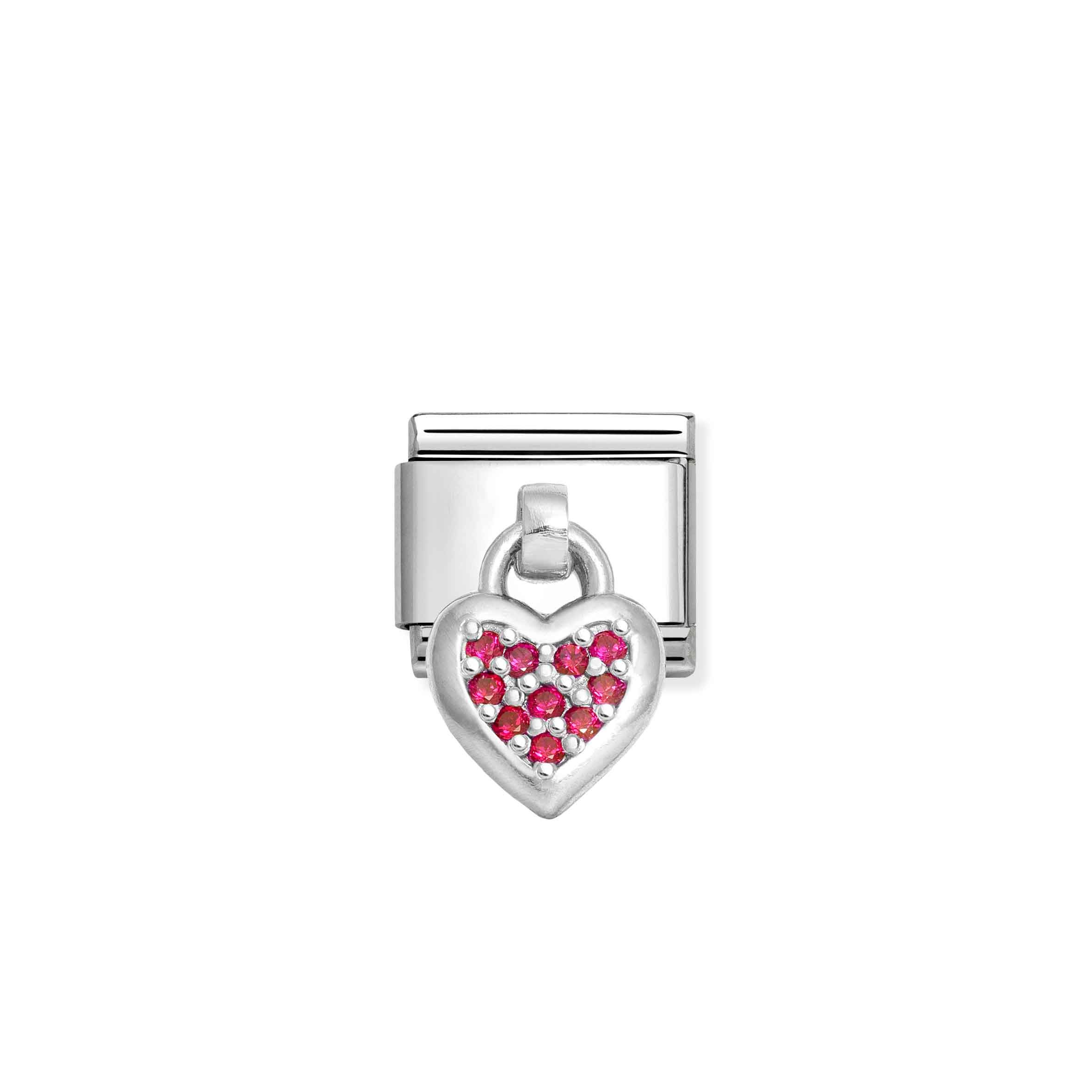 Composable Classic Link Pendant Heart Red stones Nomination