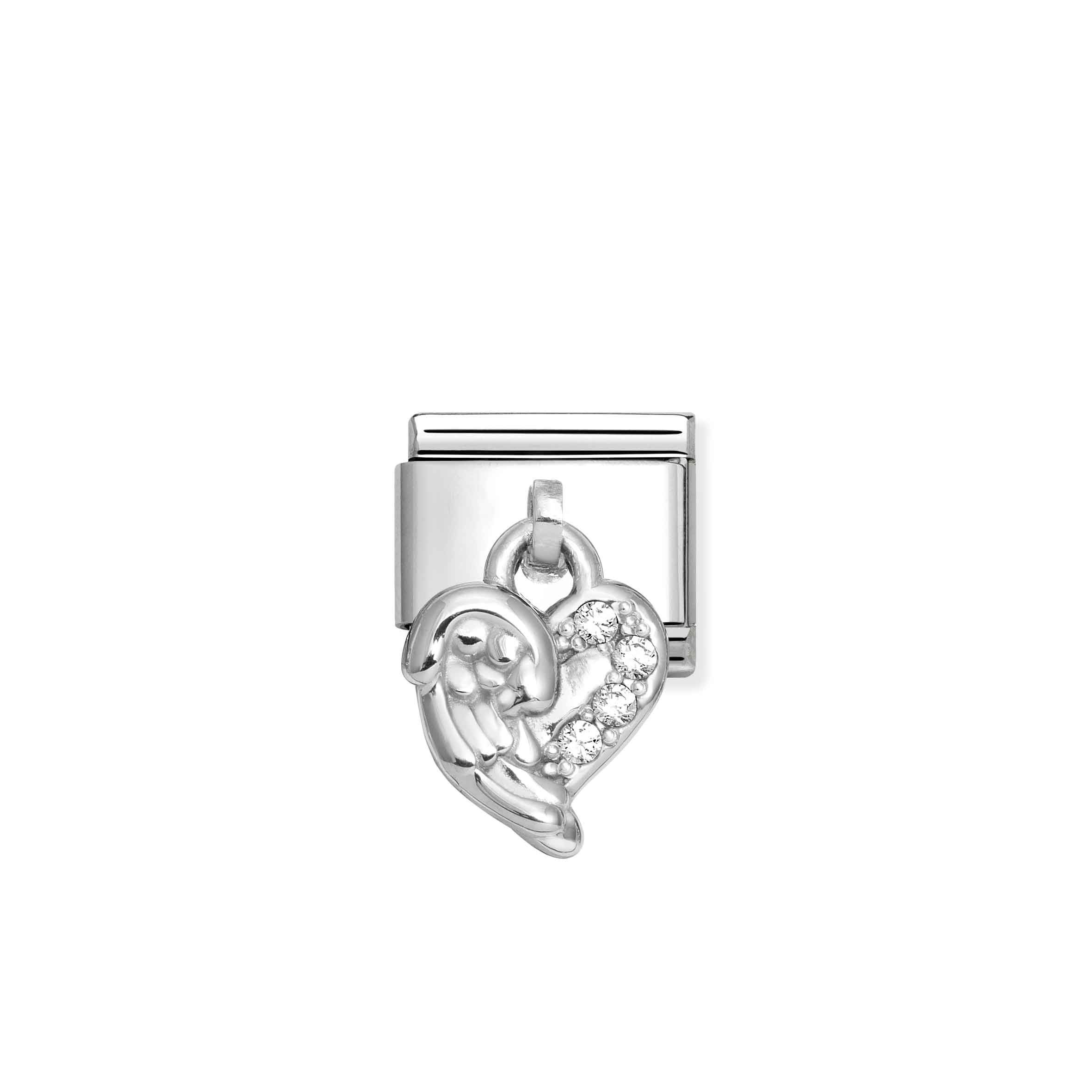 Composable Classic Link Pendant Angel Wings White stones Nomination