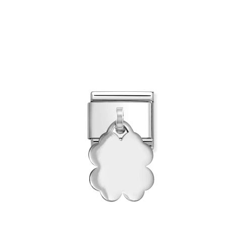 Link Composable Classic Charm Trébol grabable Link en Acero  con charm en Plata 925 personalizable
